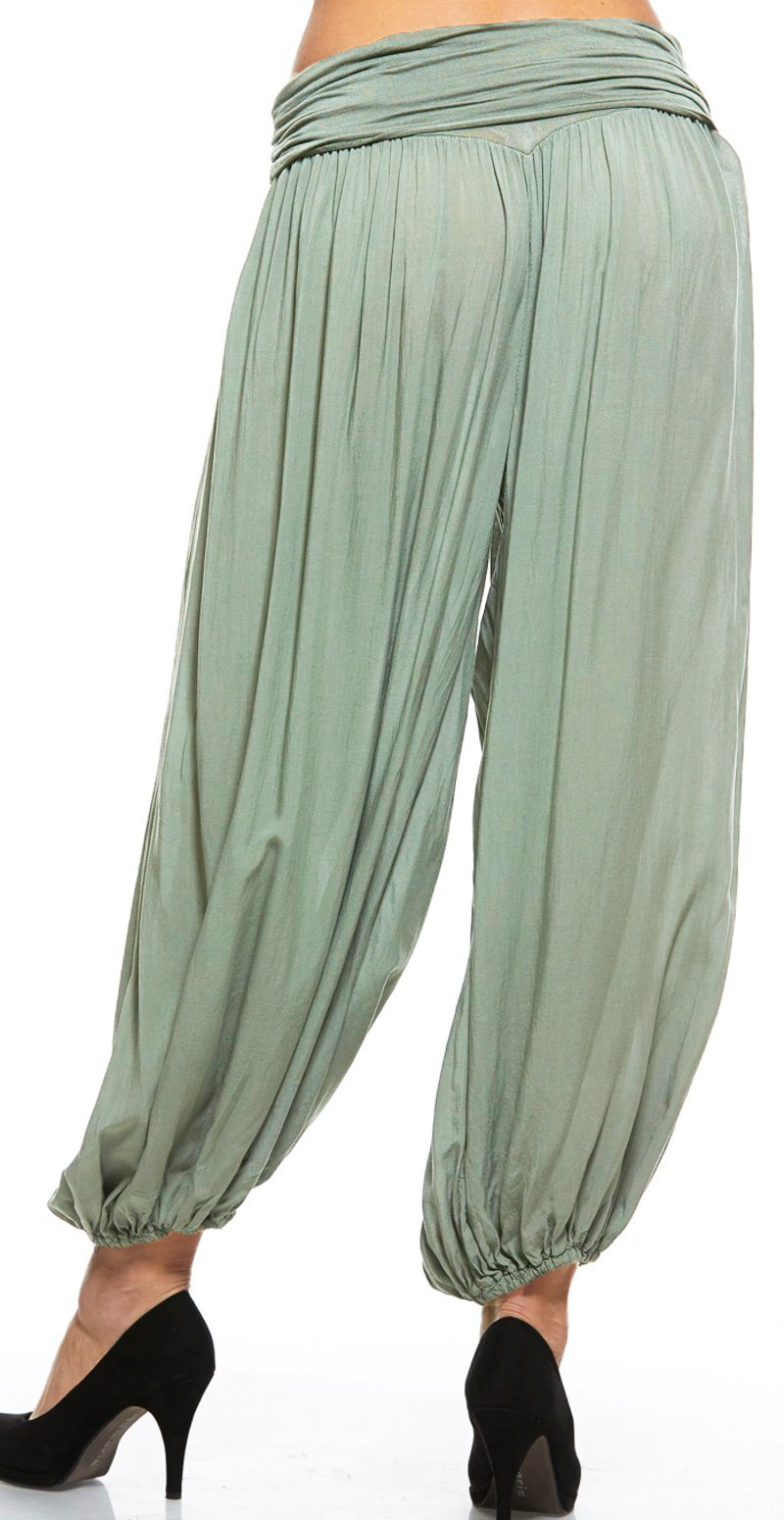 Jill buks med elastik ved talje og fod khaki LikeLondon