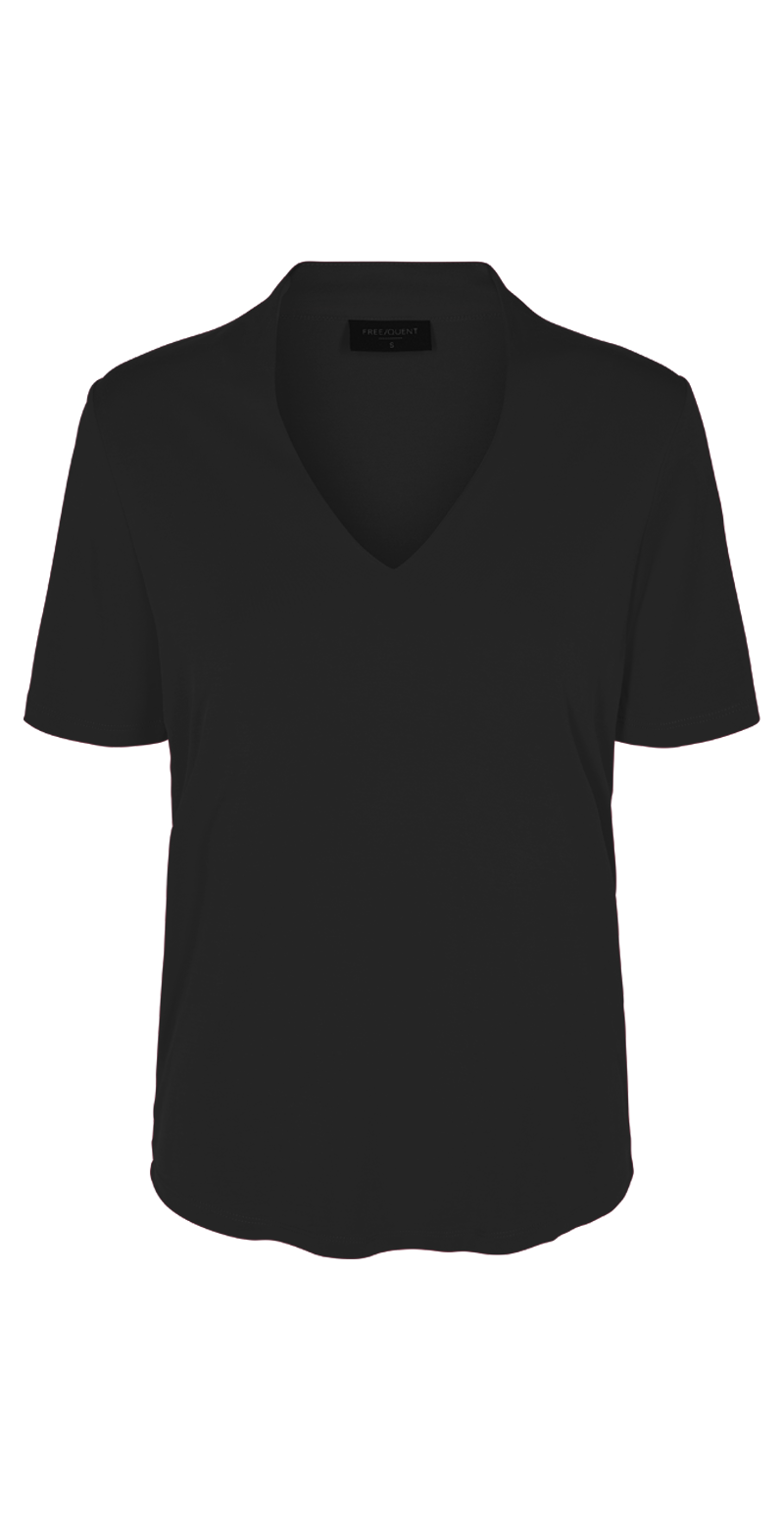Sort t-shirt med v-hals (4502769664081)