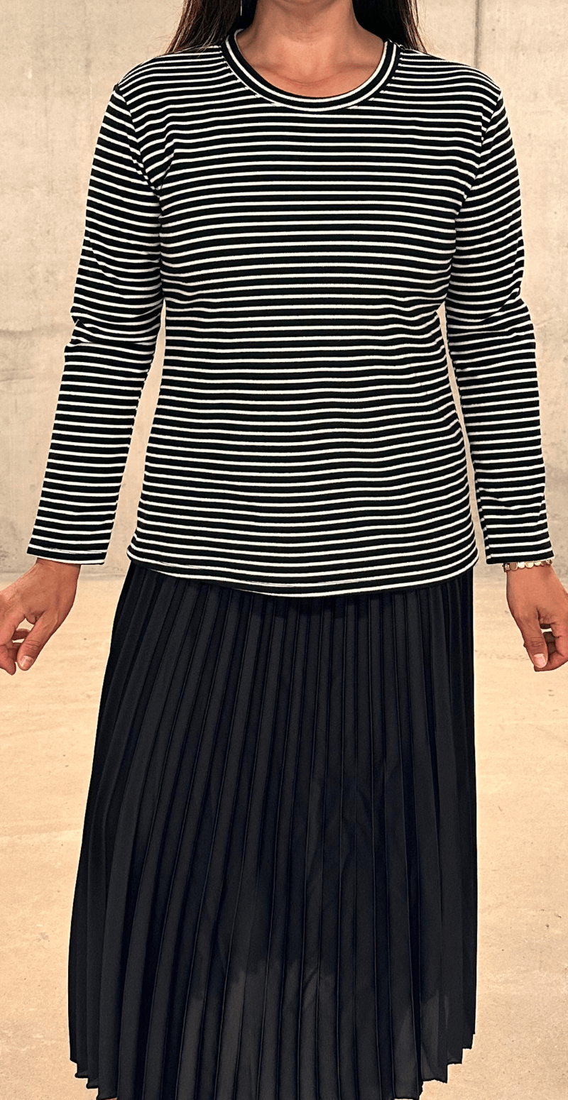 Cemille bluse med striber sort LikeLondon by Christina