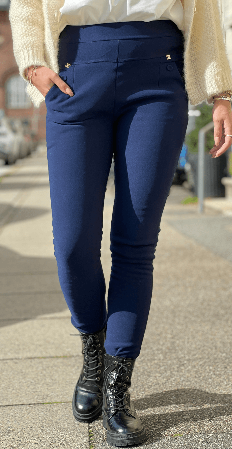Victoria leggings med fleece og lille sten på lommen navy LikeLondon