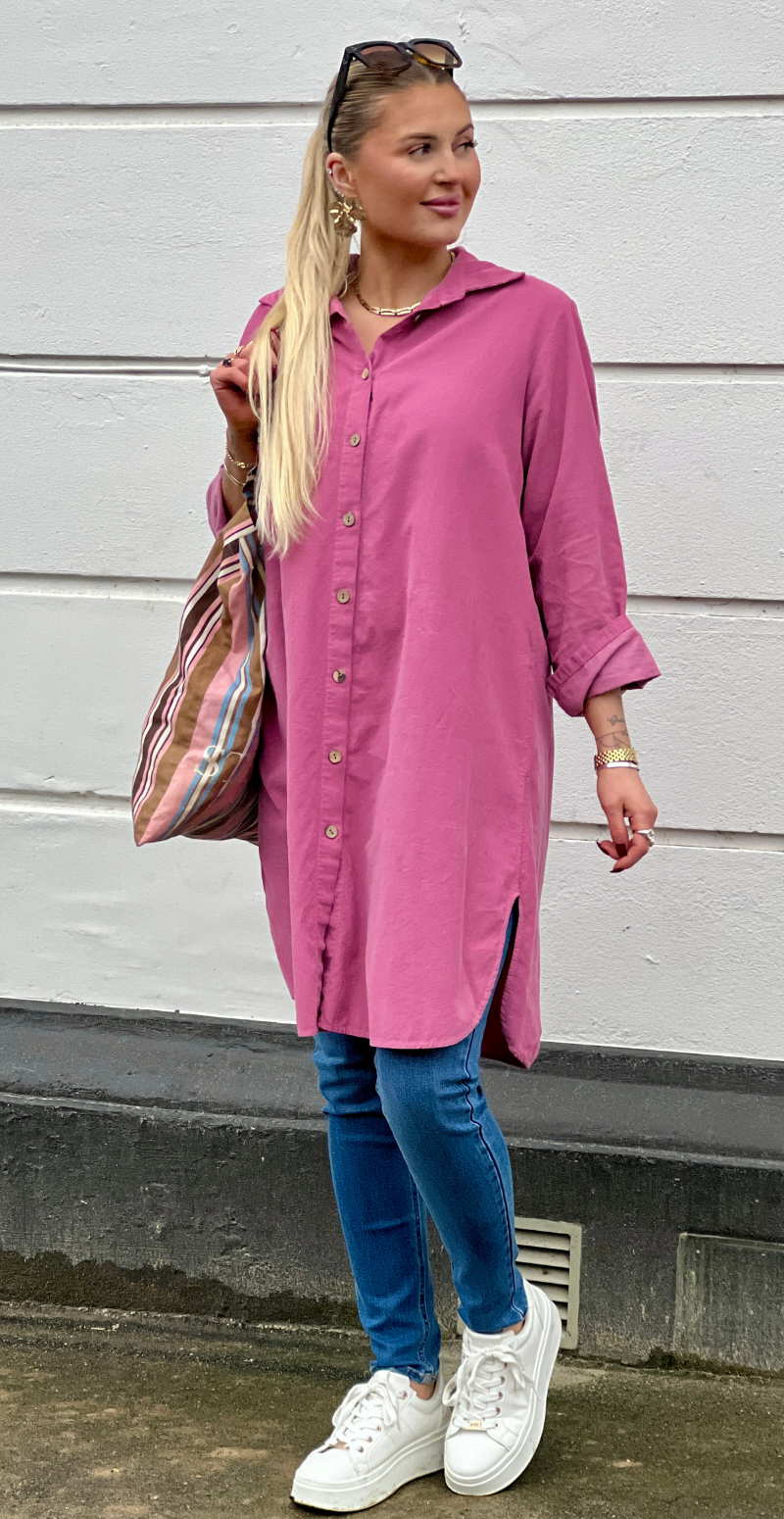 Danica fløjls kjole-tunika med knapstolpe cipolla LikeLondon