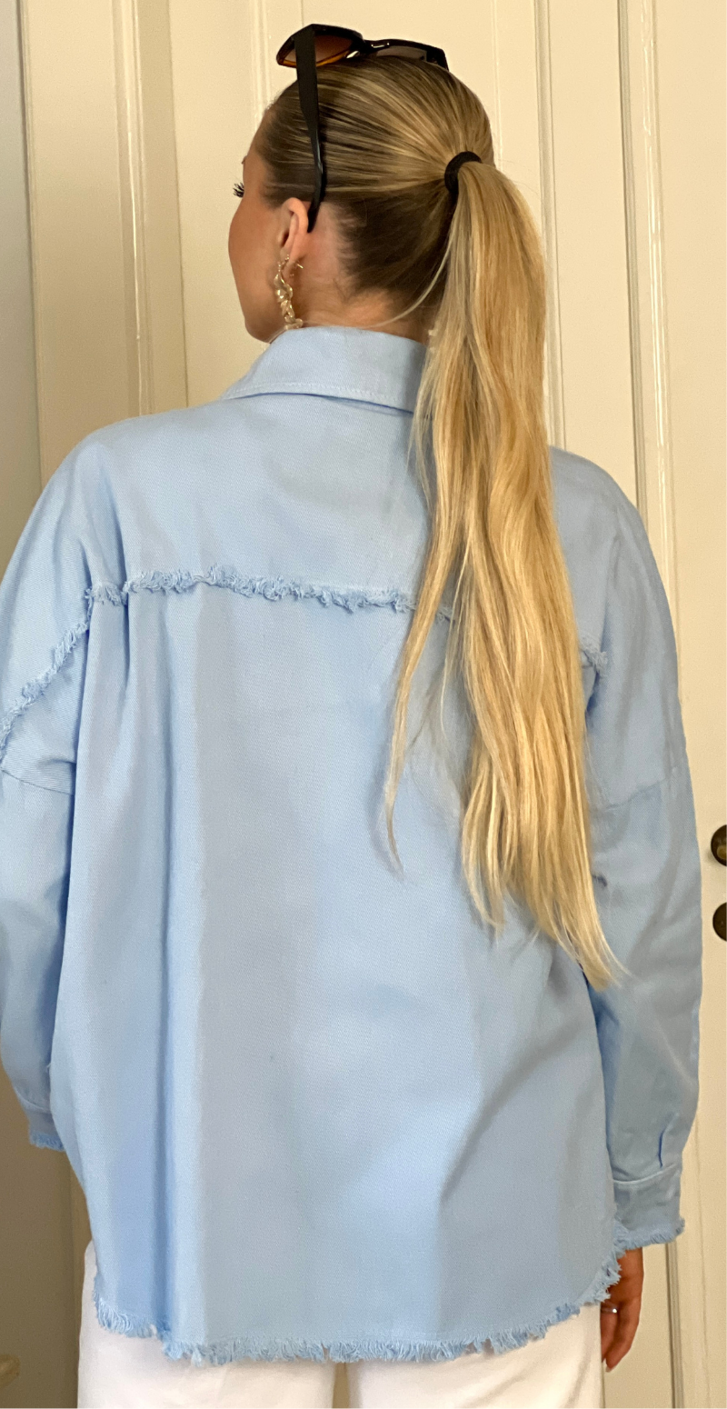 Madison canvas jakke med rå kanter sky LikeLondon