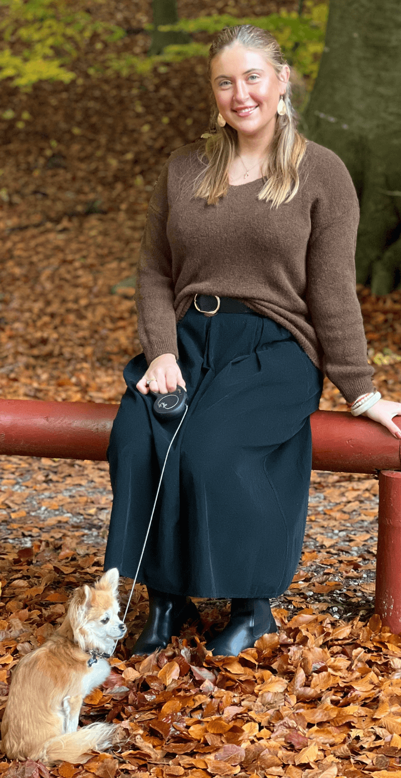 Cara uld strik med V-hals brun LikeLondon