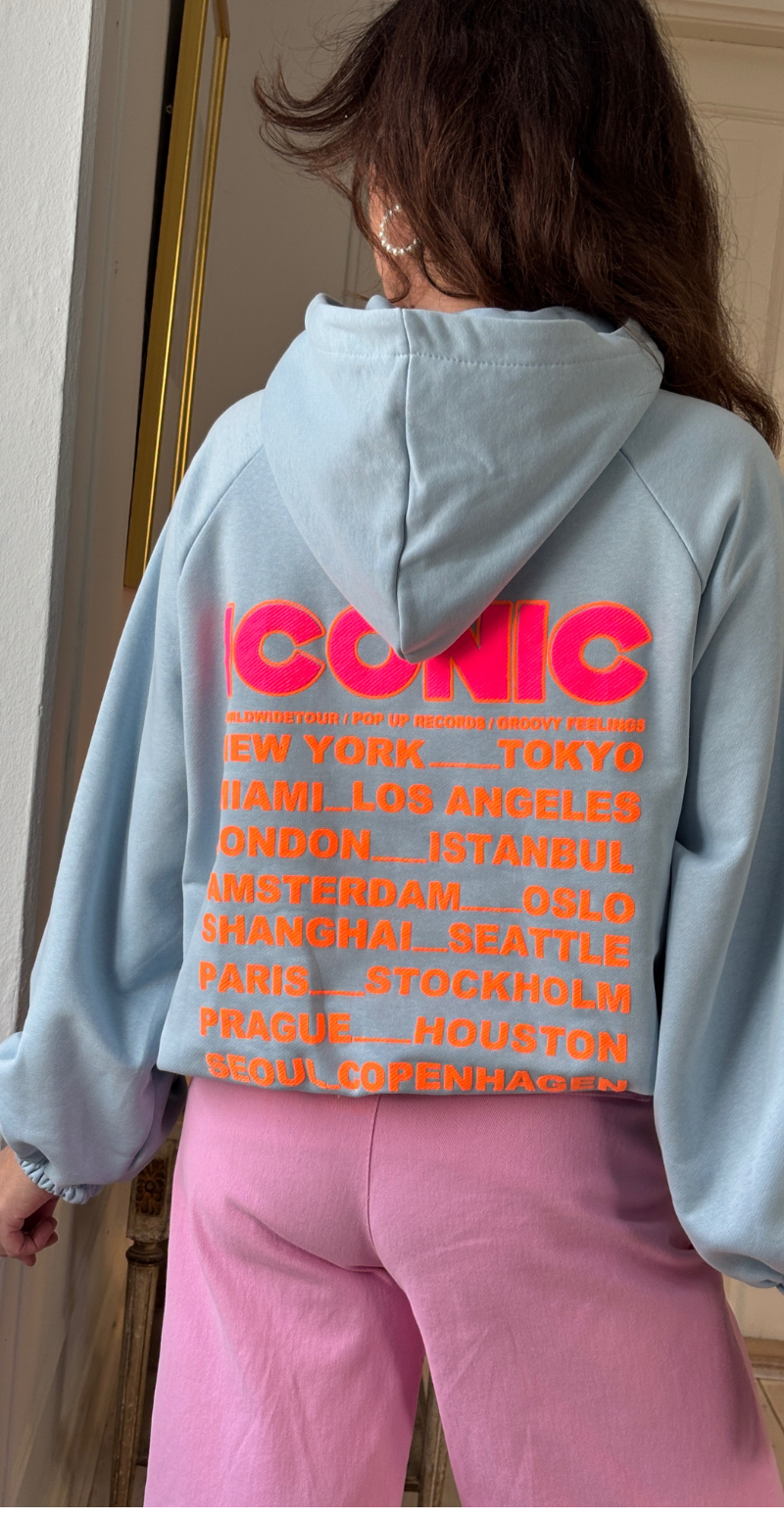 Nancy sweatshirt med hætte og iconic print sky LikeLondon