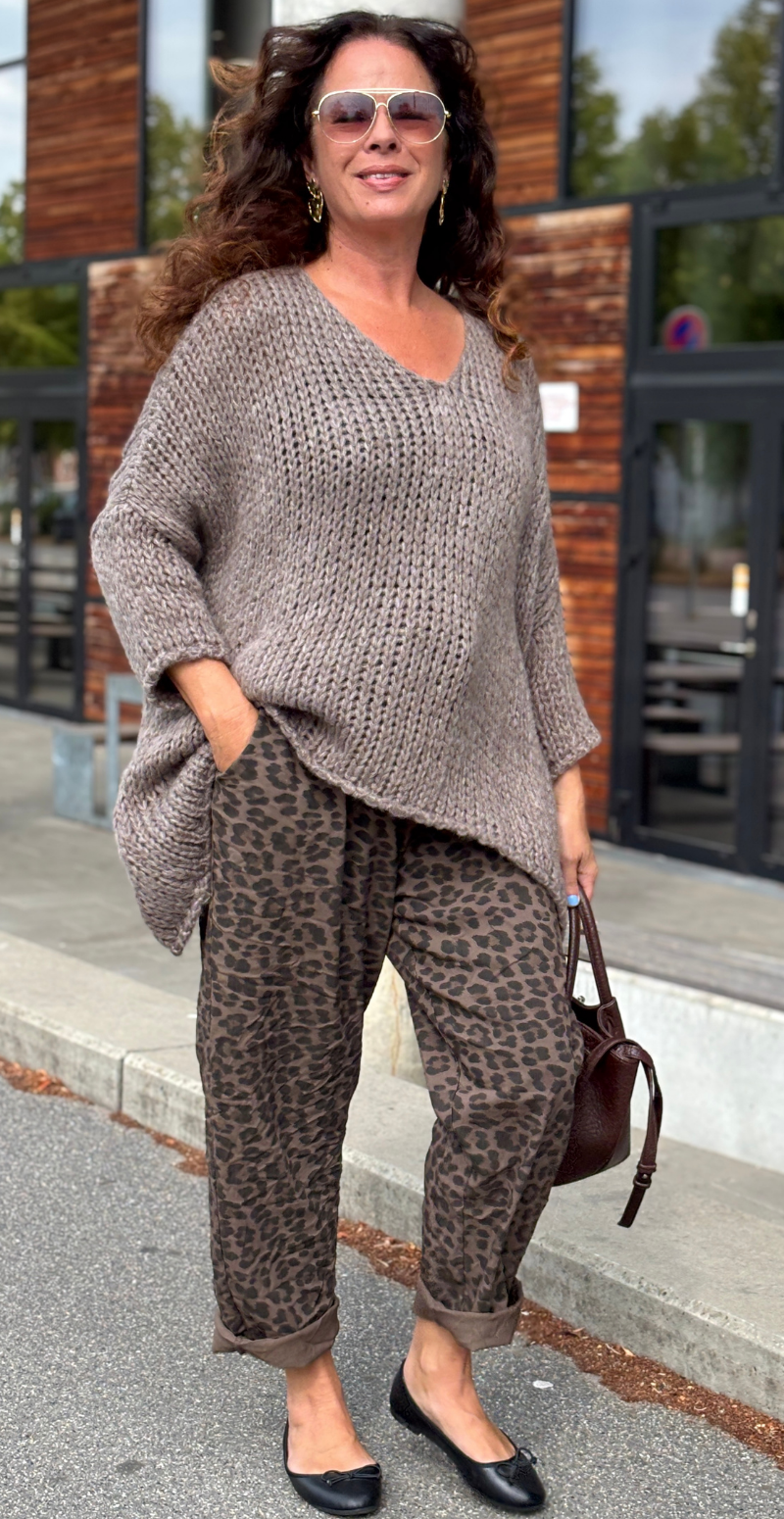 Beatrix oversized strik i grov rib fango LikeLondon