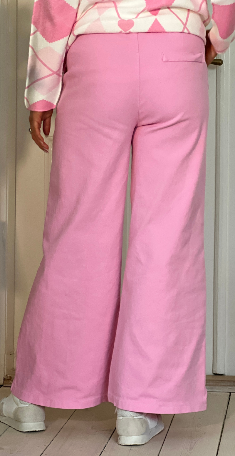 Maggie denimbukser med brede ben candy pink LikeLondon