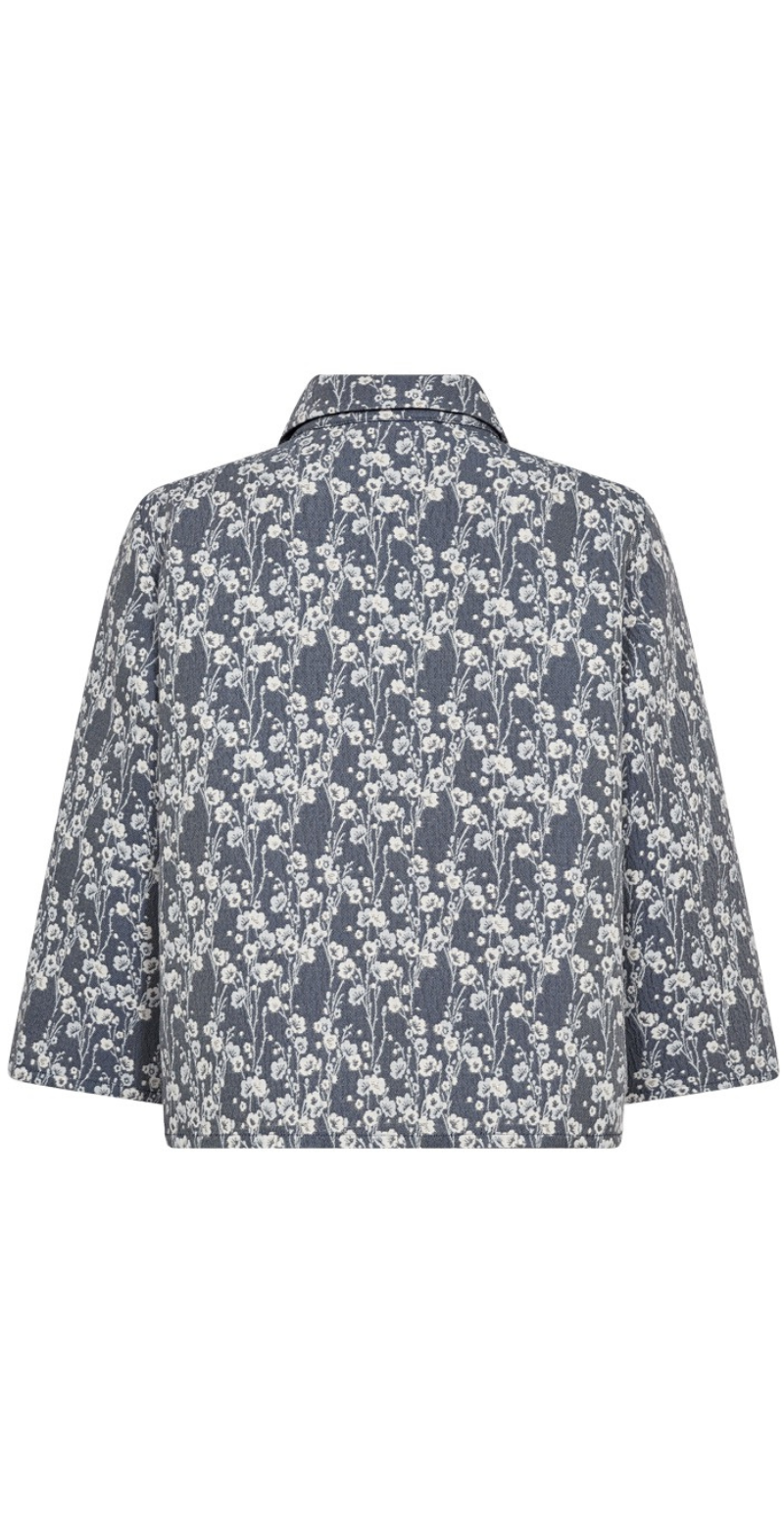 Fally let jakke med blomster vintage indigo w. star off-white Freequent