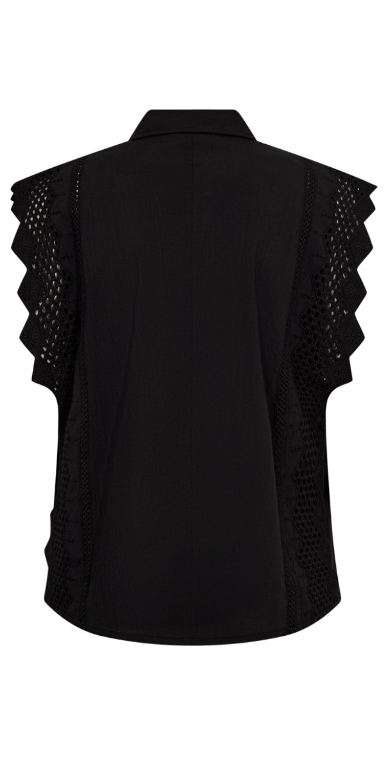 Bina bluse med broderi anglaise sort Freequent