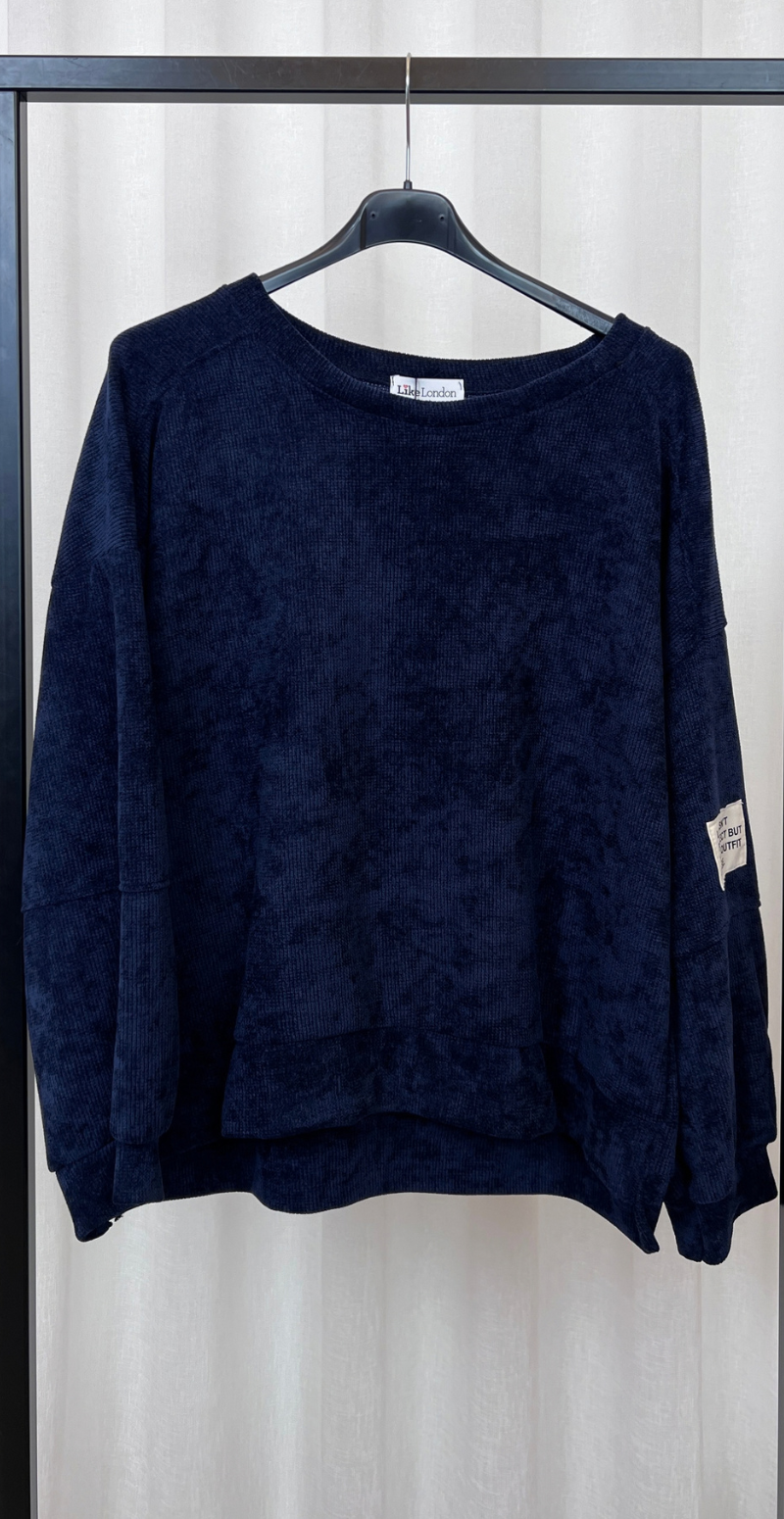 Nette sweat sæt i velour navy LikeLondon