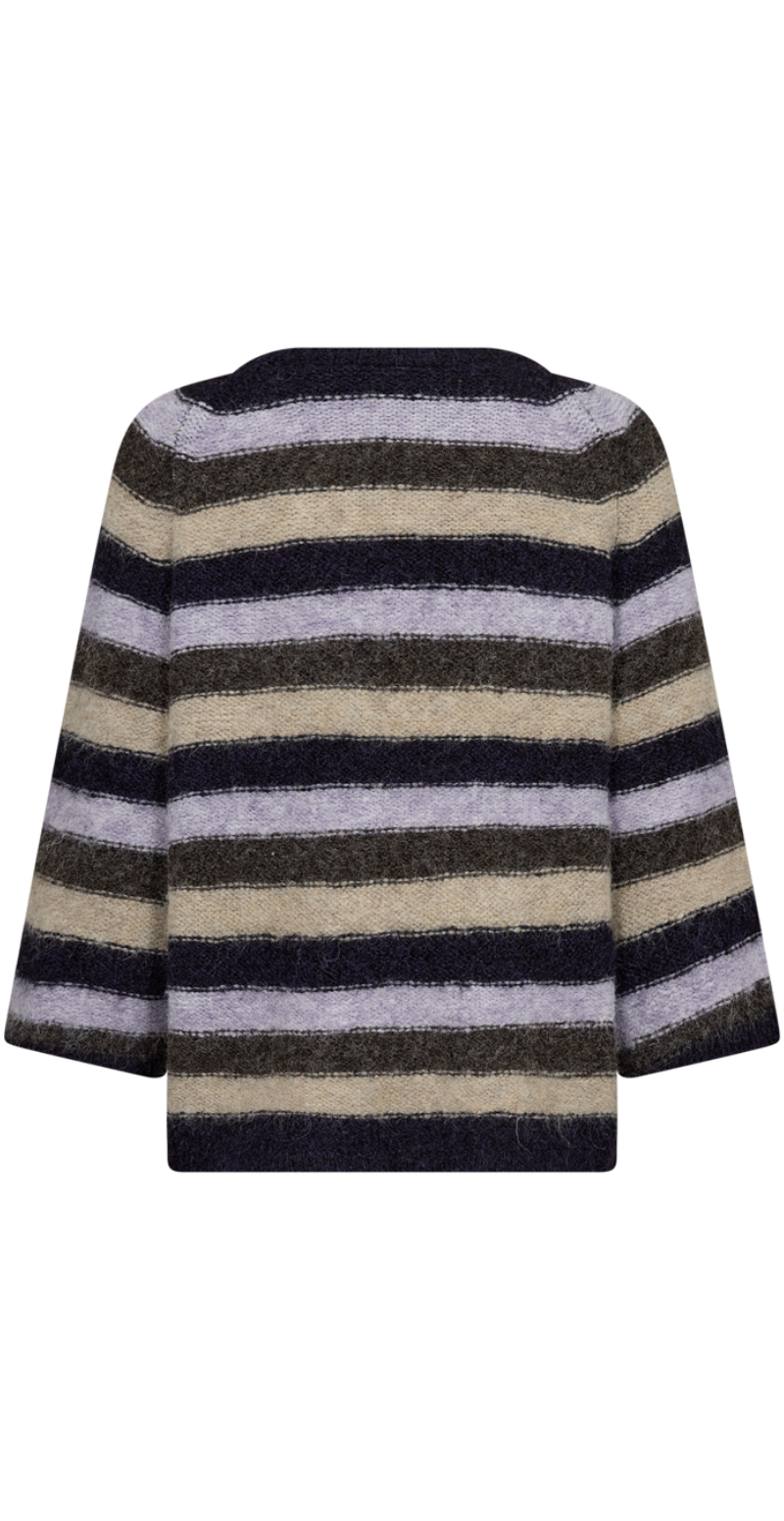 Lulu pullover med striber og 3/4 ærmer nightshade Freequent