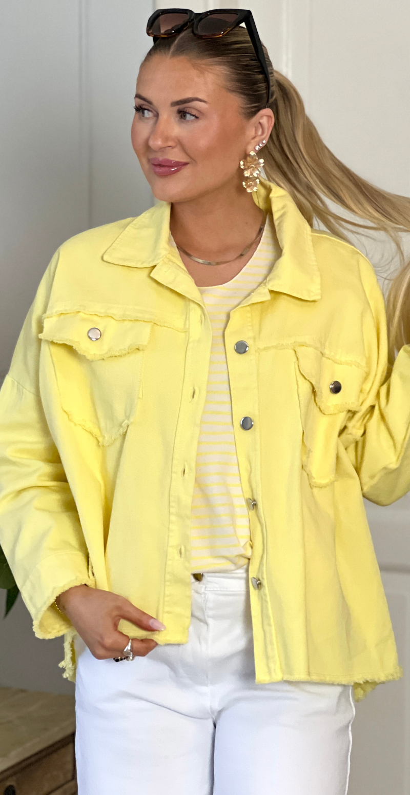 Madison canvas jakke med rå kanter gul LikeLondon