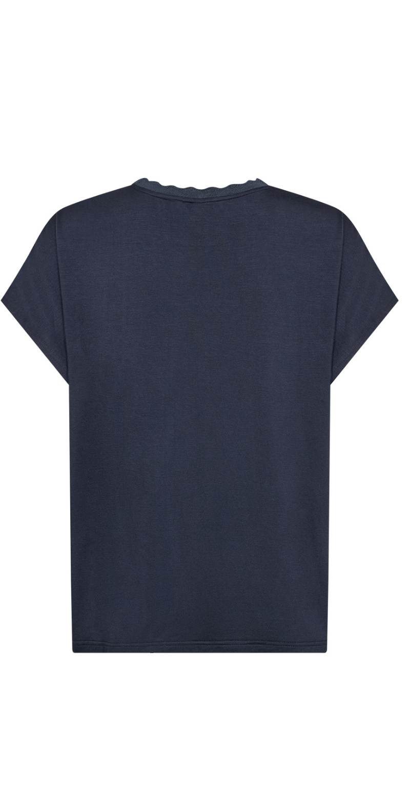 Marion bluse i silk-look navy LikeLondon