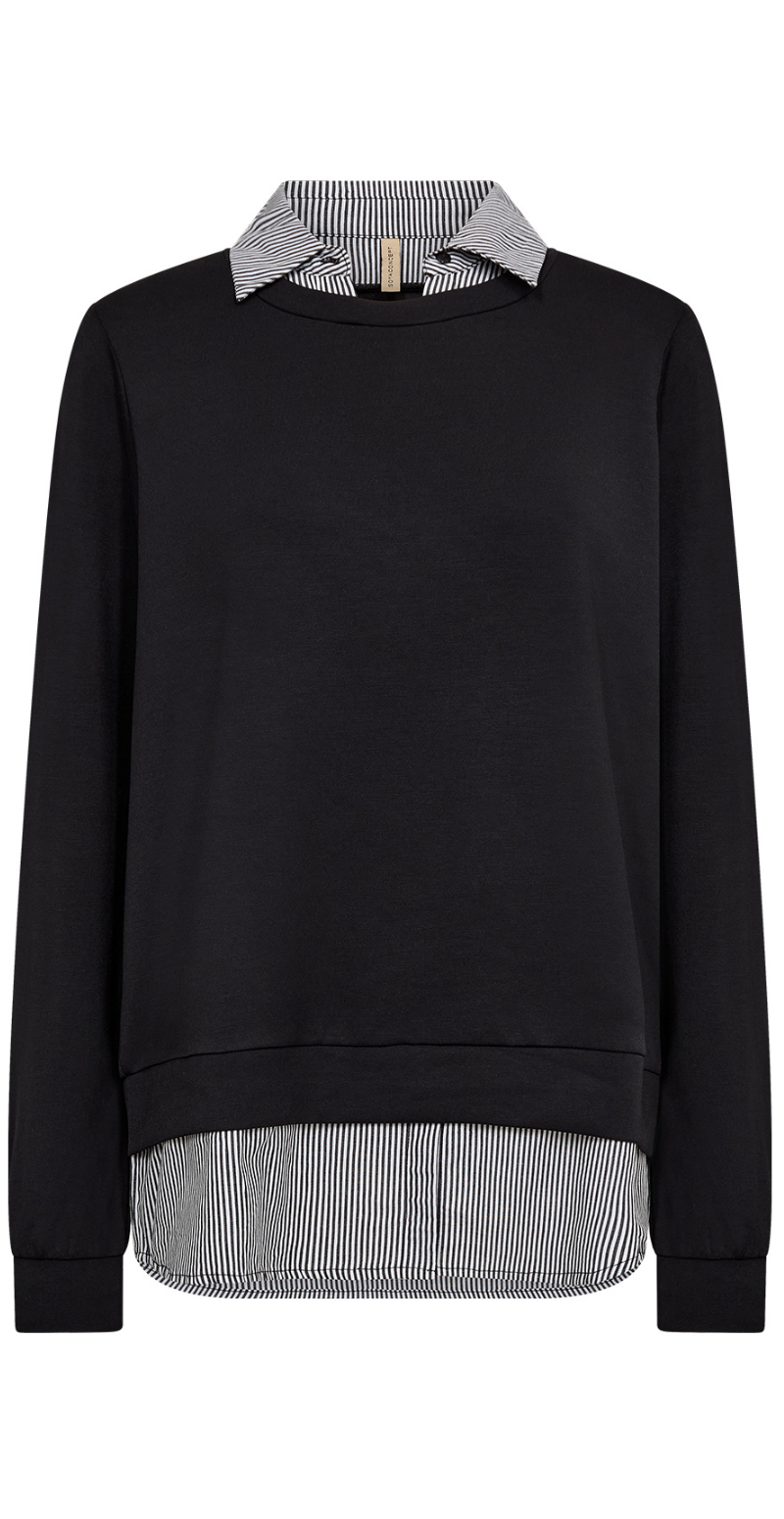 Julia bluse med skjortekant sort