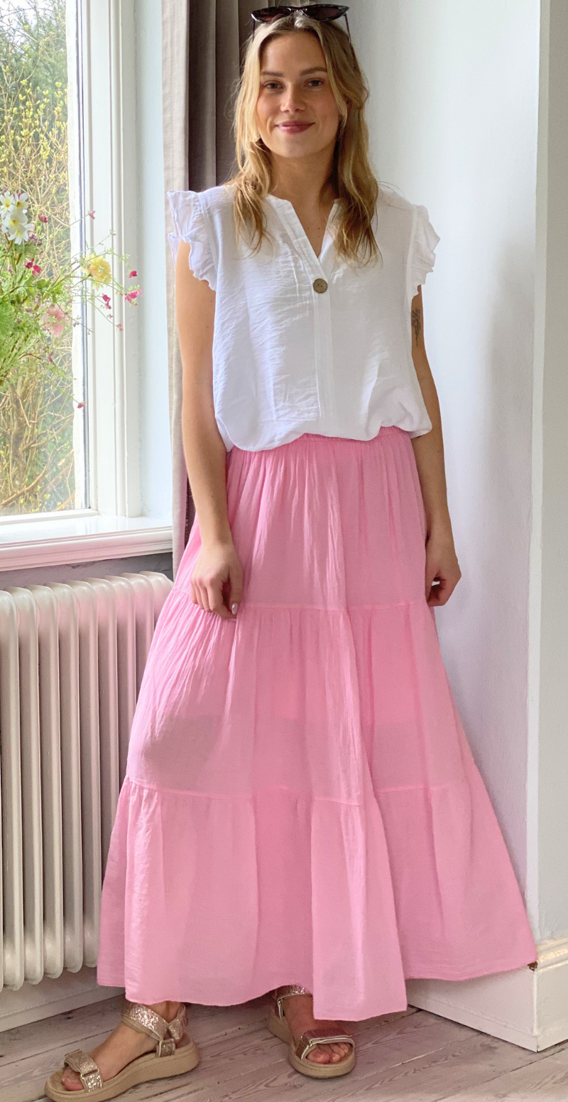 Gigi lang nederdel med peplum pink LikeLondon