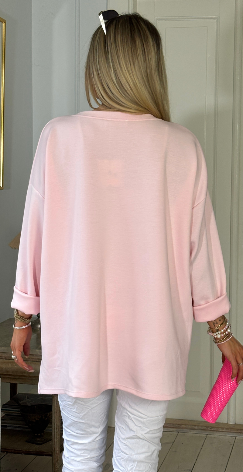 Wanda sweatshirt med rund hals og "ciao" rosa LikeLondon