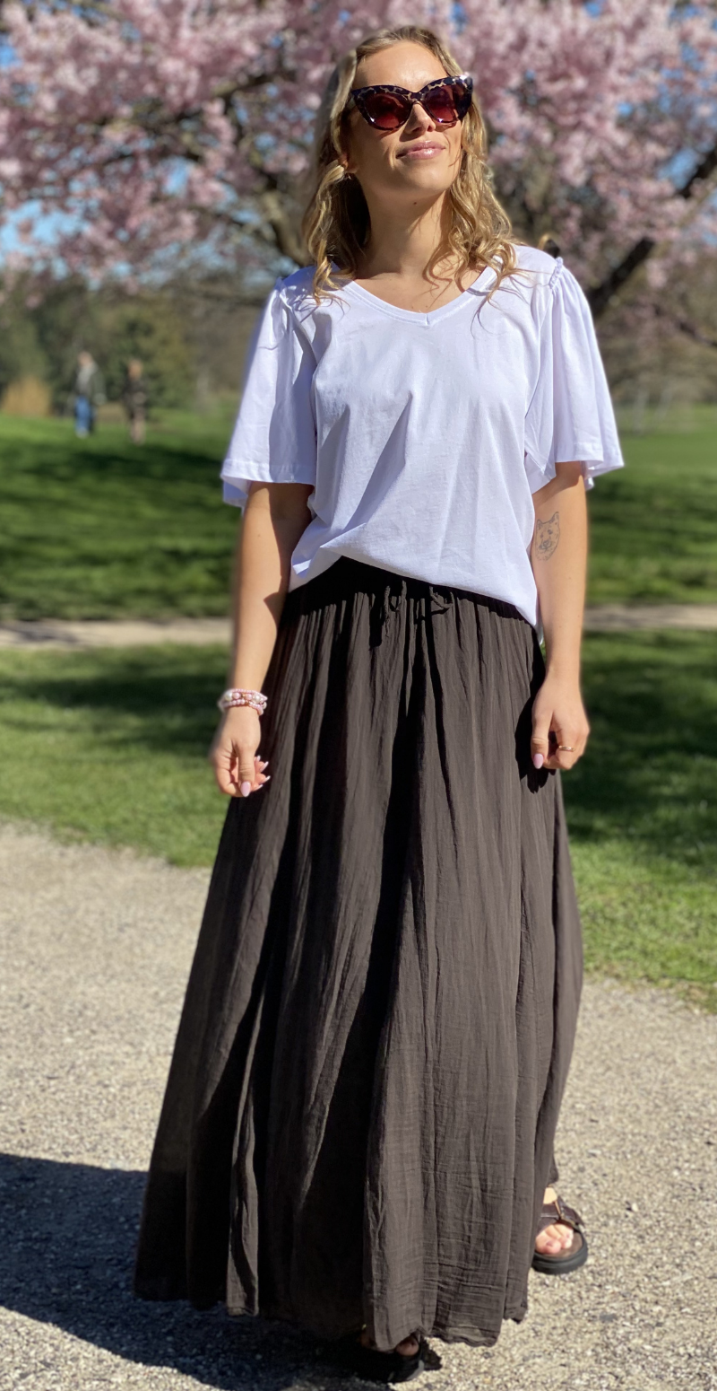 Edith maxinederdel i A-facon brun LikeLondon