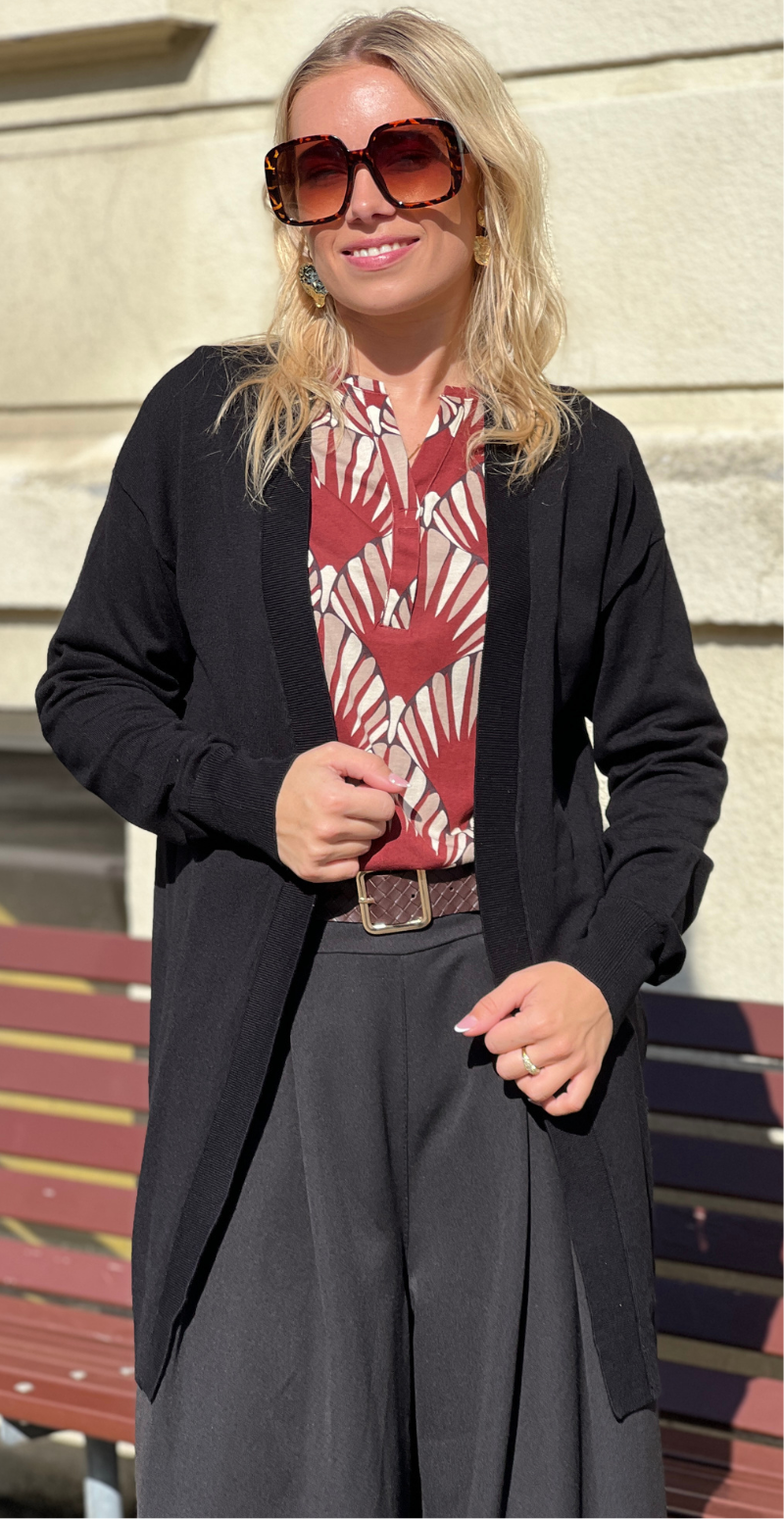 Morla lang cardigan med lange ærmer sort b.young