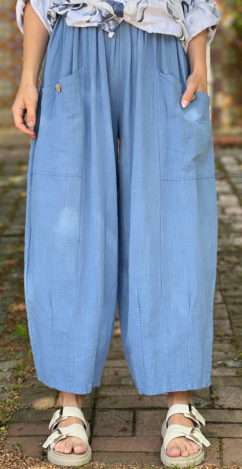 Gwen ensfarvet bukser med lommer denim LikeLondon