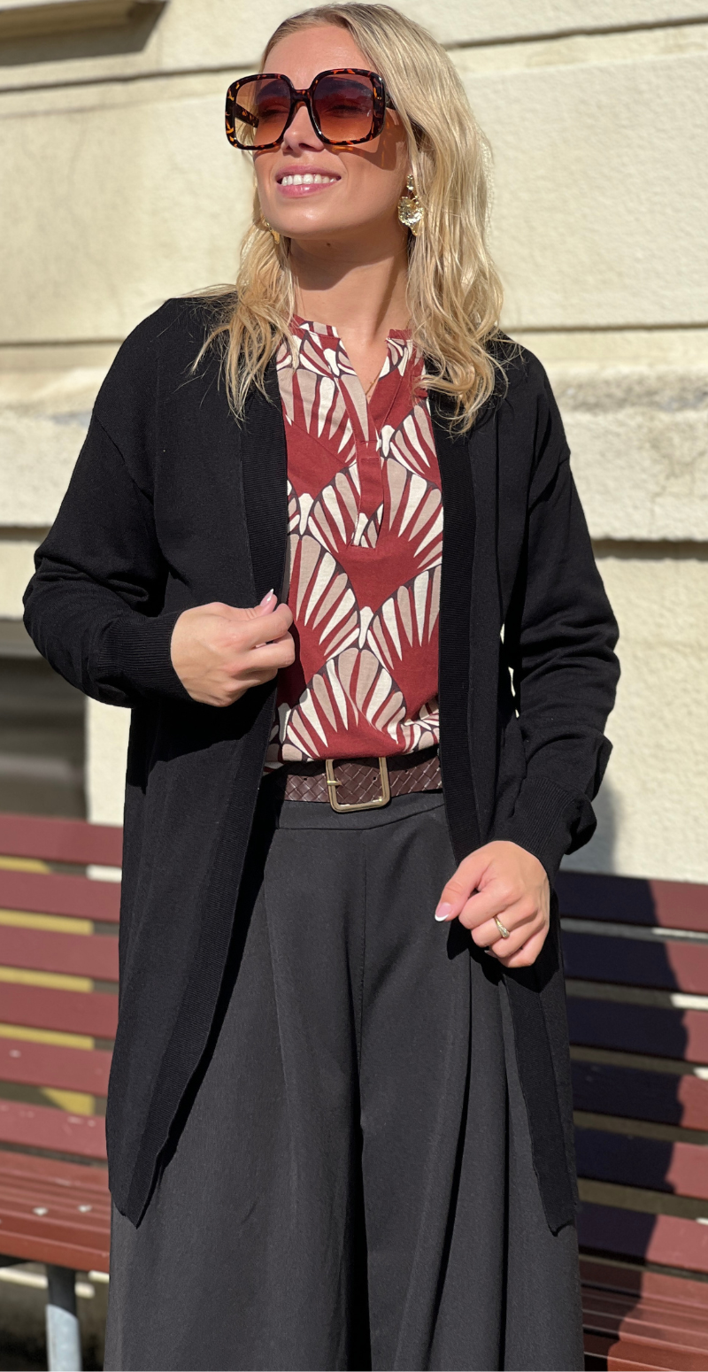 Morla lang cardigan med lange ærmer sort b.young