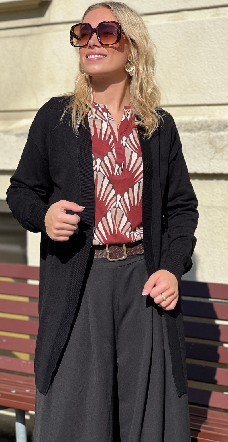 Morla lang cardigan med lange ærmer sort b.young