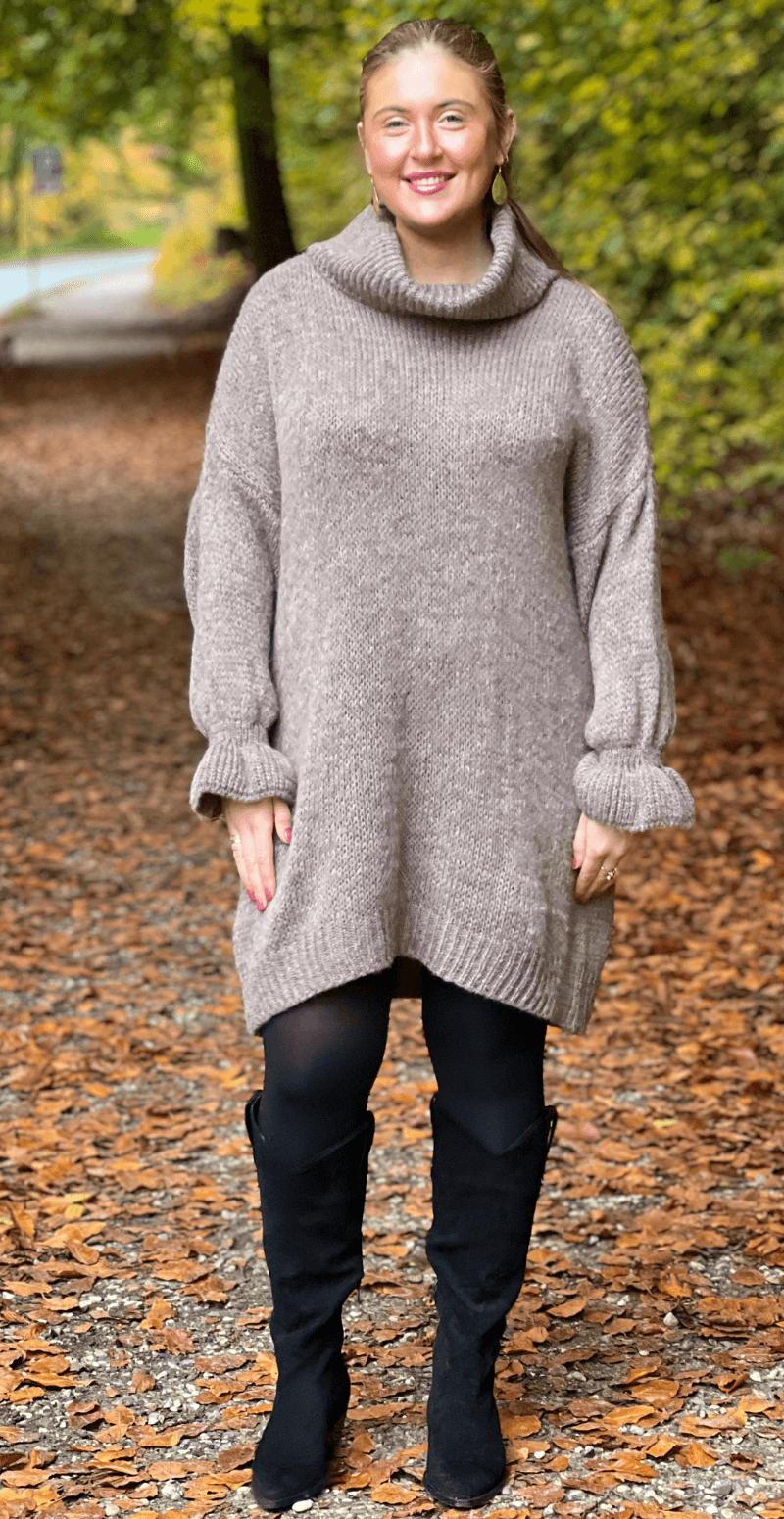 Helga strik lang med flæseærmer og rullekrave fango LikeLondon