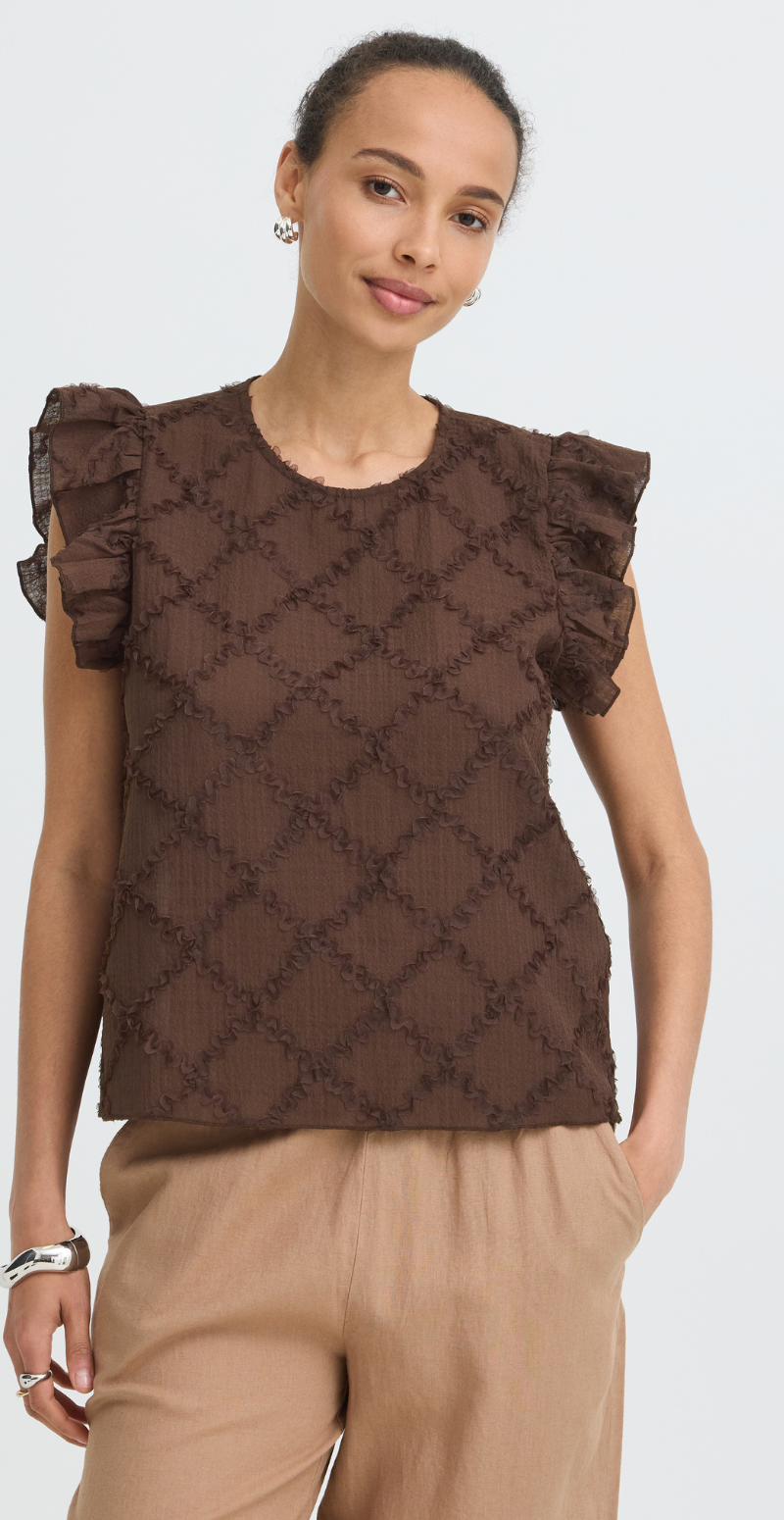 Ilianna bluse med flæsedetaljer french roast B.young