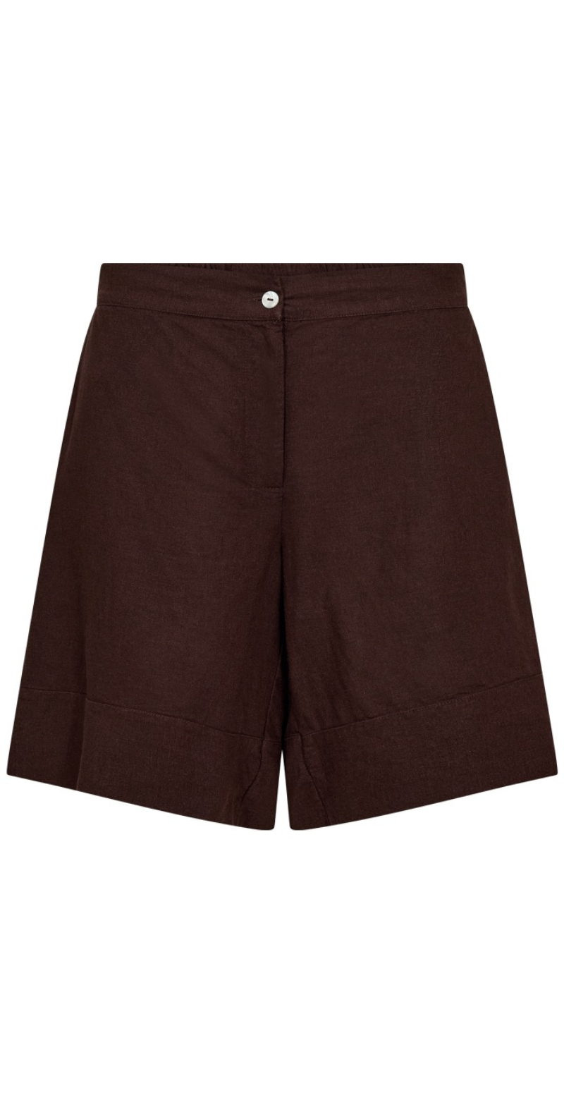 Lava hør shorts med knapper og store lommer coffee bean Freequent