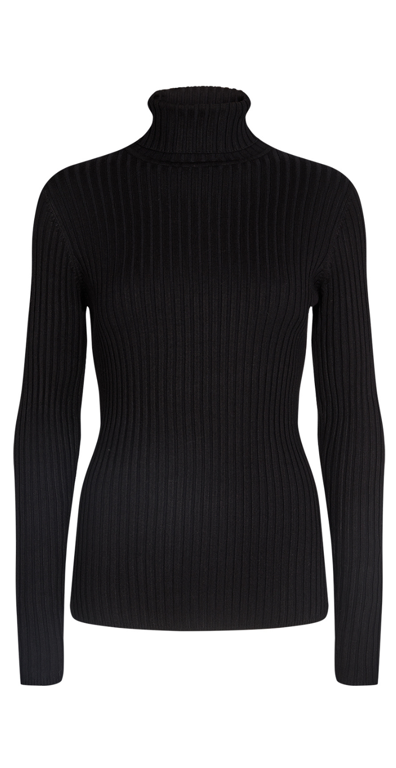 Dollie bluse med ribdetaljer sort Soyaconcept