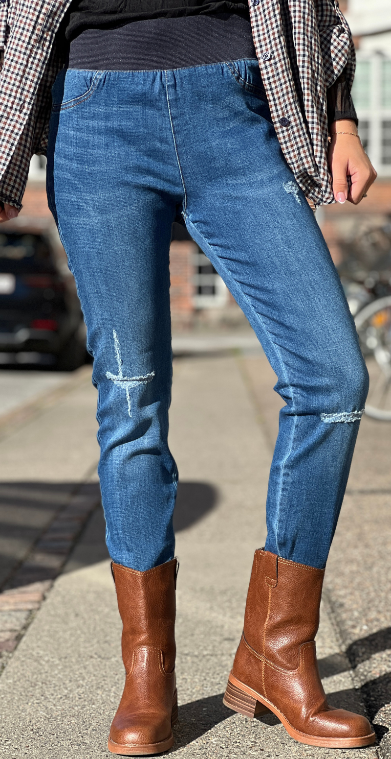 Shantal broken ankel buks medium blå denim Freequent