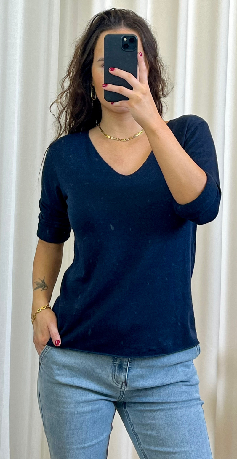 Inez bluse i uldblanding navy LikeLondon