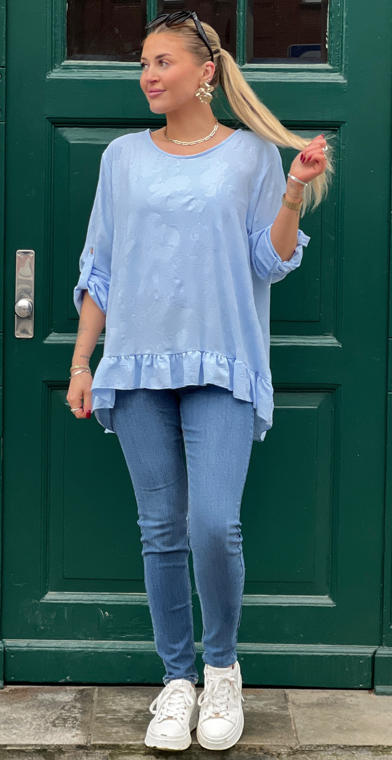 Amanda bluse med peplum og blomsterprint celeste LikeLondon