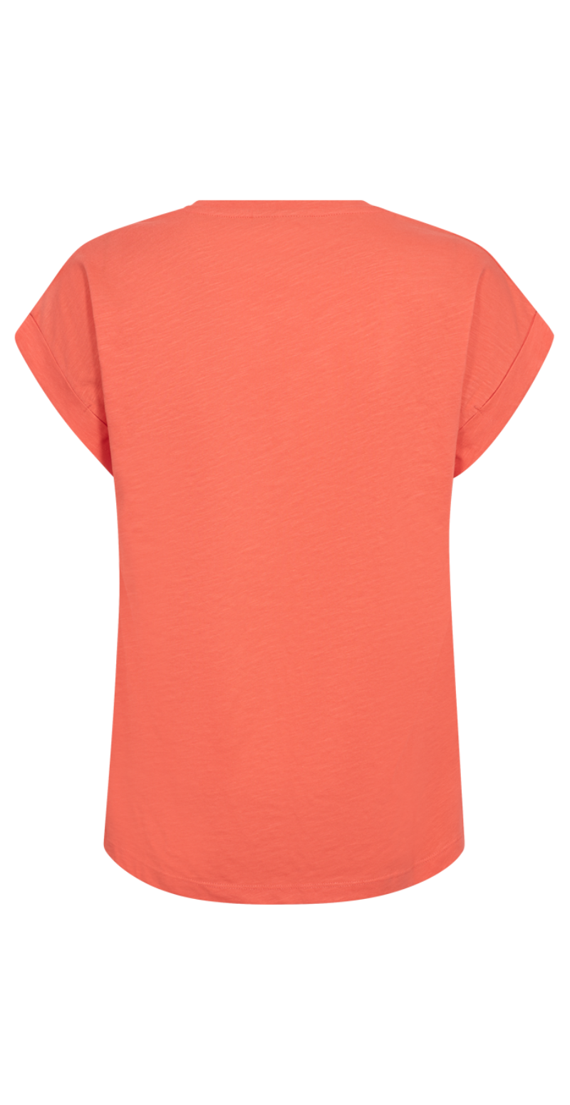 T-shirt med brystlomme hot coral