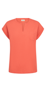 T-shirt med brystlomme hot coral