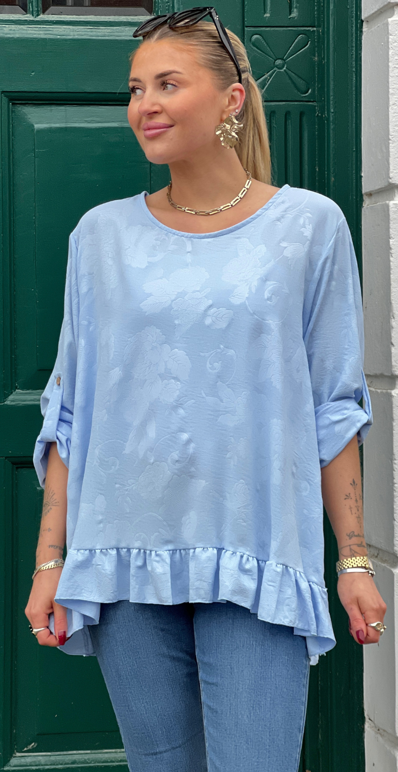 Amanda bluse med peplum og blomsterprint celeste LikeLondon