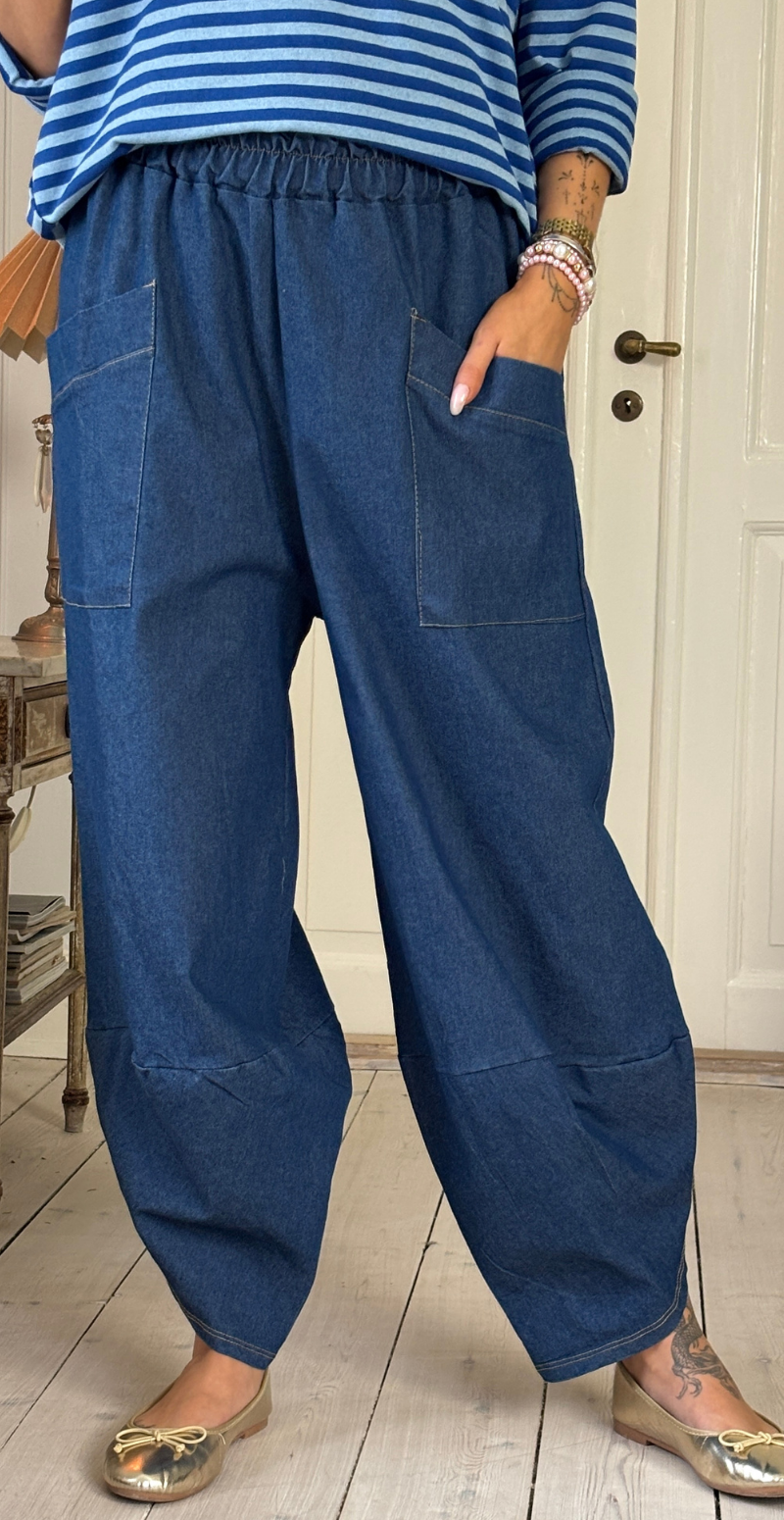 Forudbestil uge 9 Rosia denimbukser med slids og lommer foran dark blue LikeLondon