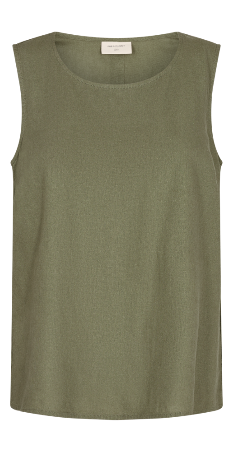 Top med knapper og brede stropper deep lichen green