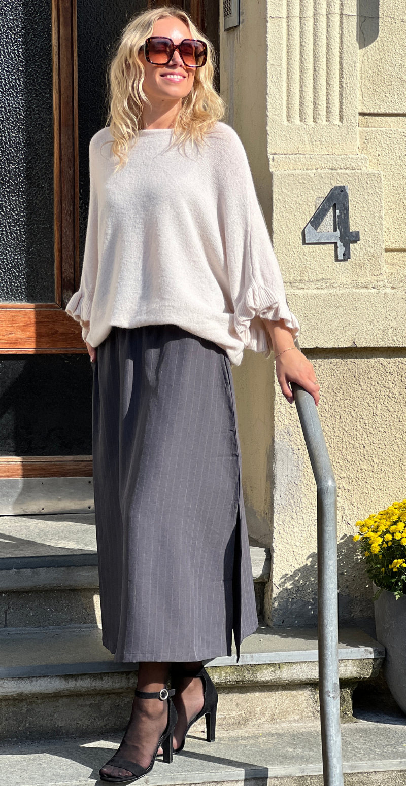 Midde nederdel dark grey mel. pinstripe mix B.young