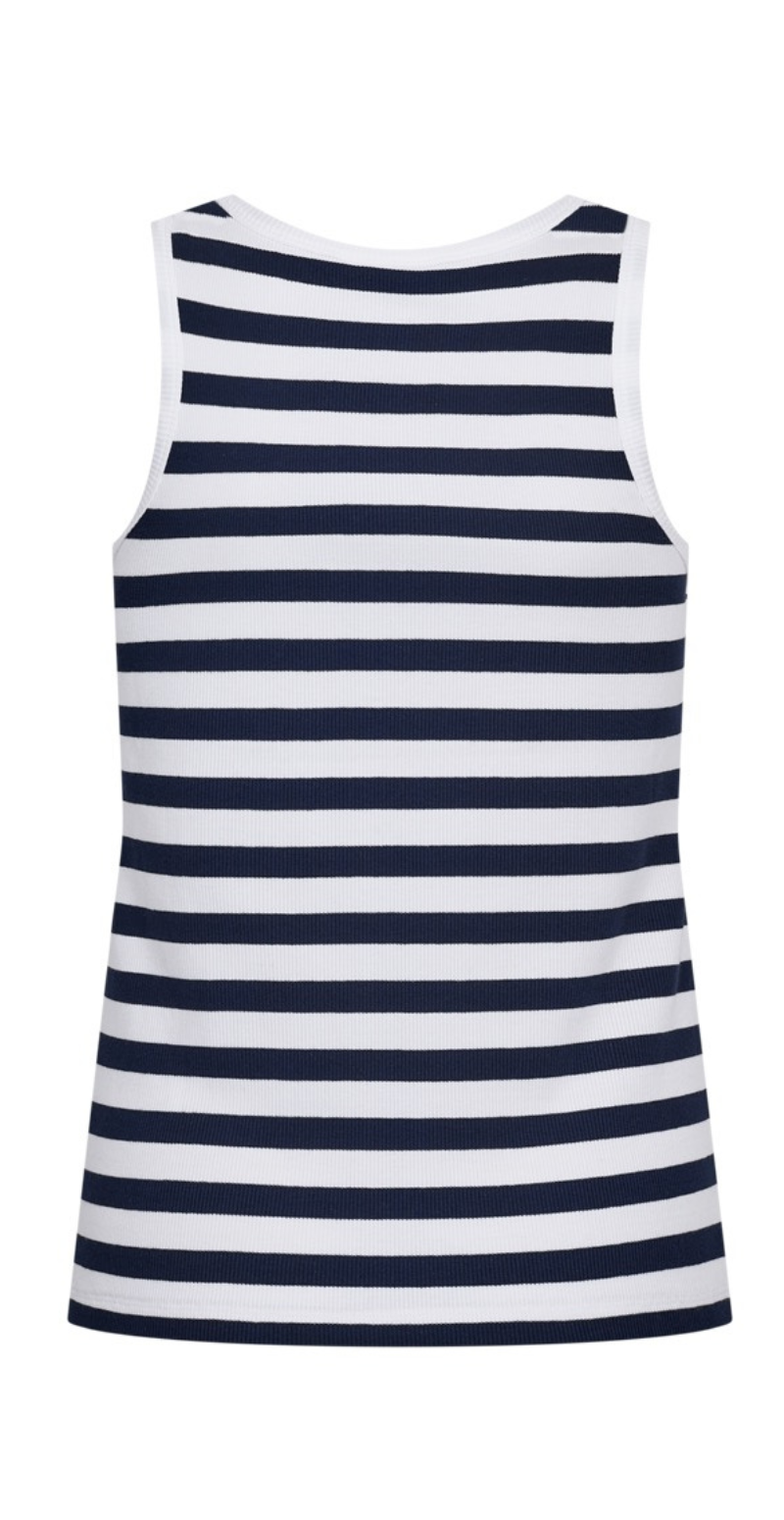 Effy top med rib og striber brilliant white w. navy blazer Freequent
