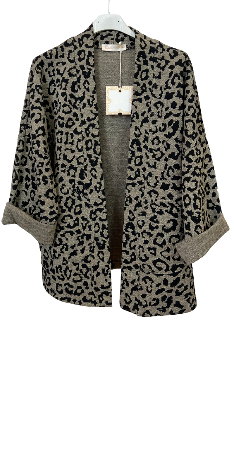 Pheobe cardigan med leoprint sort LikeLondon