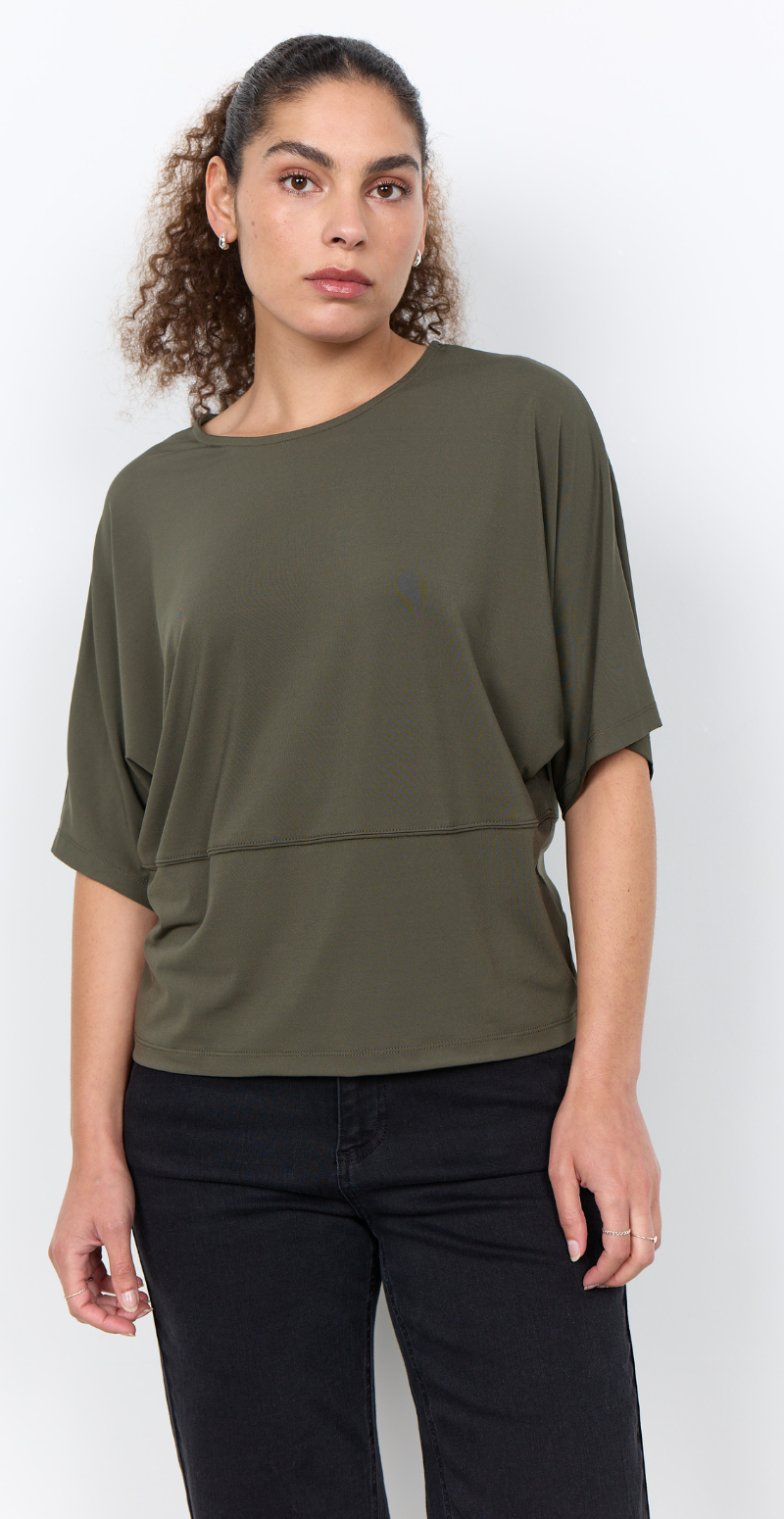 Elisa bluse med overskæring army LikeLondon