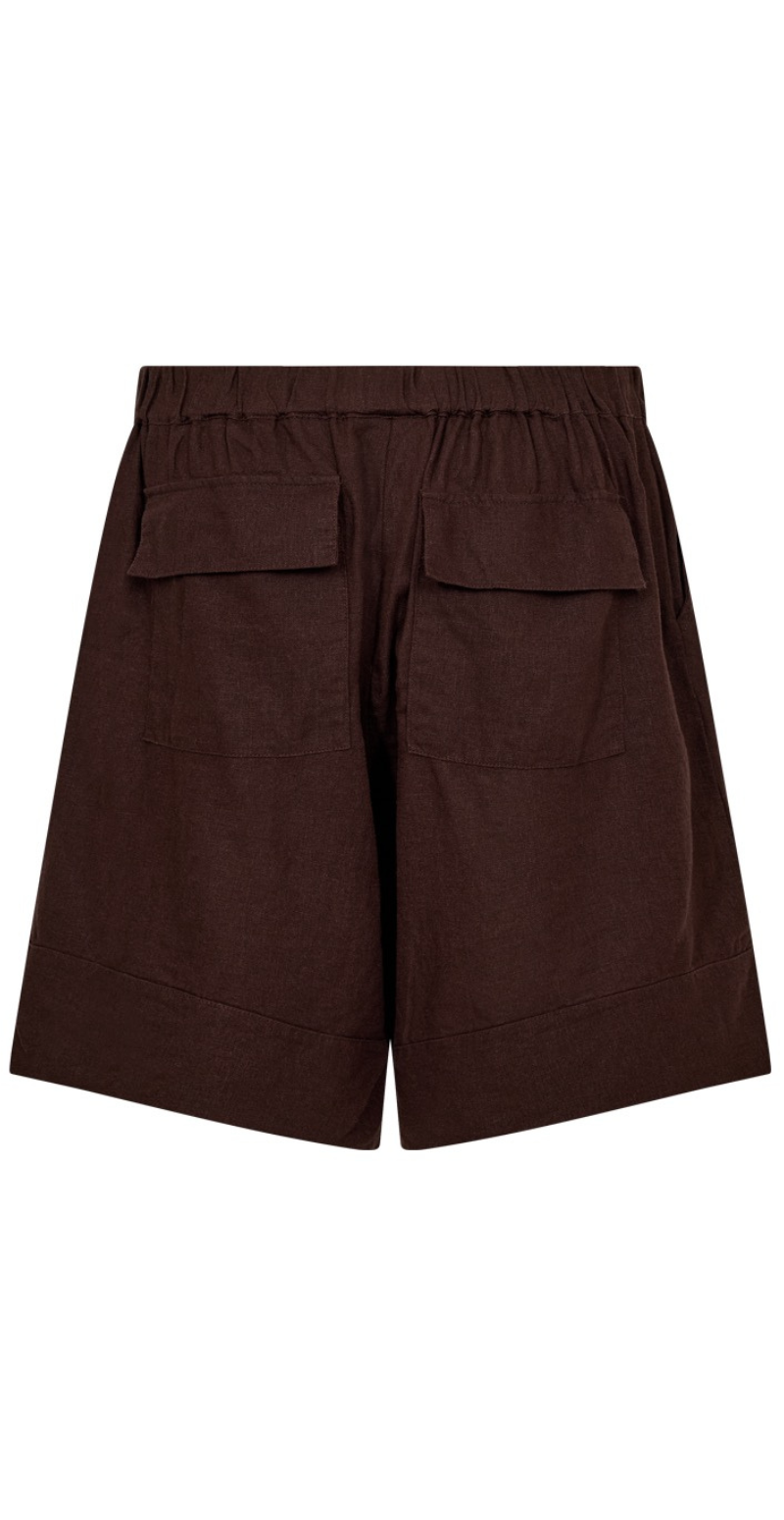 Lava hør shorts med knapper og store lommer coffee bean Freequent