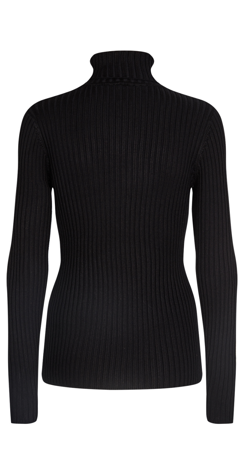 Dollie bluse med ribdetaljer sort Soyaconcept