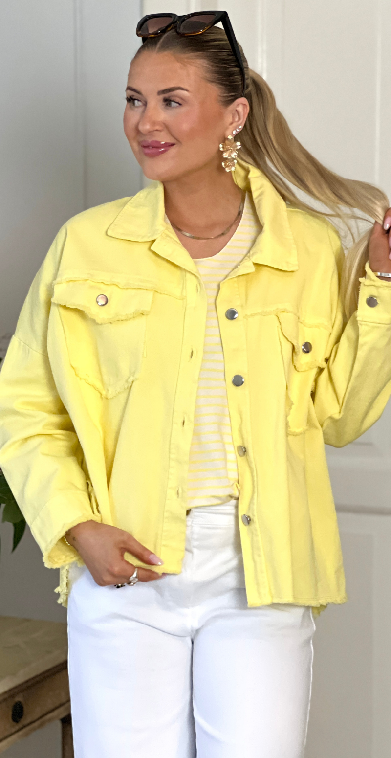 Madison canvas jakke med rå kanter gul LikeLondon