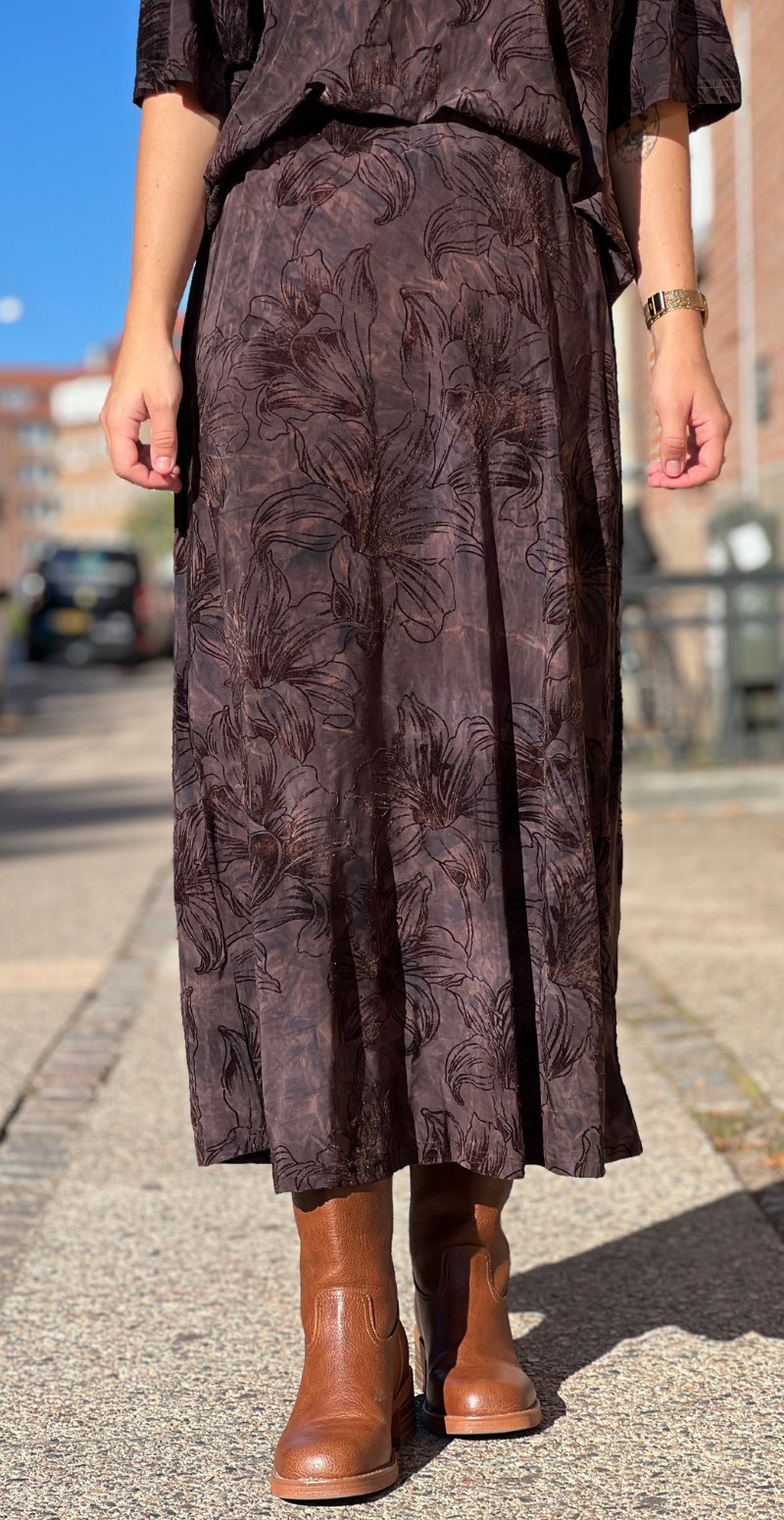 Grsessolana nederdel med velourprint mole Freequent