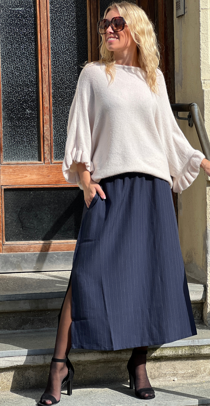 Midde nederdel navy pinstripe mix B.young