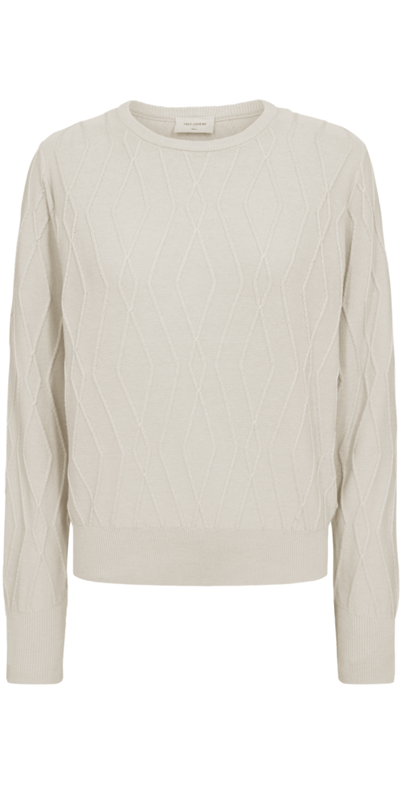 Cotty pullover med kabelmønster moonbeam