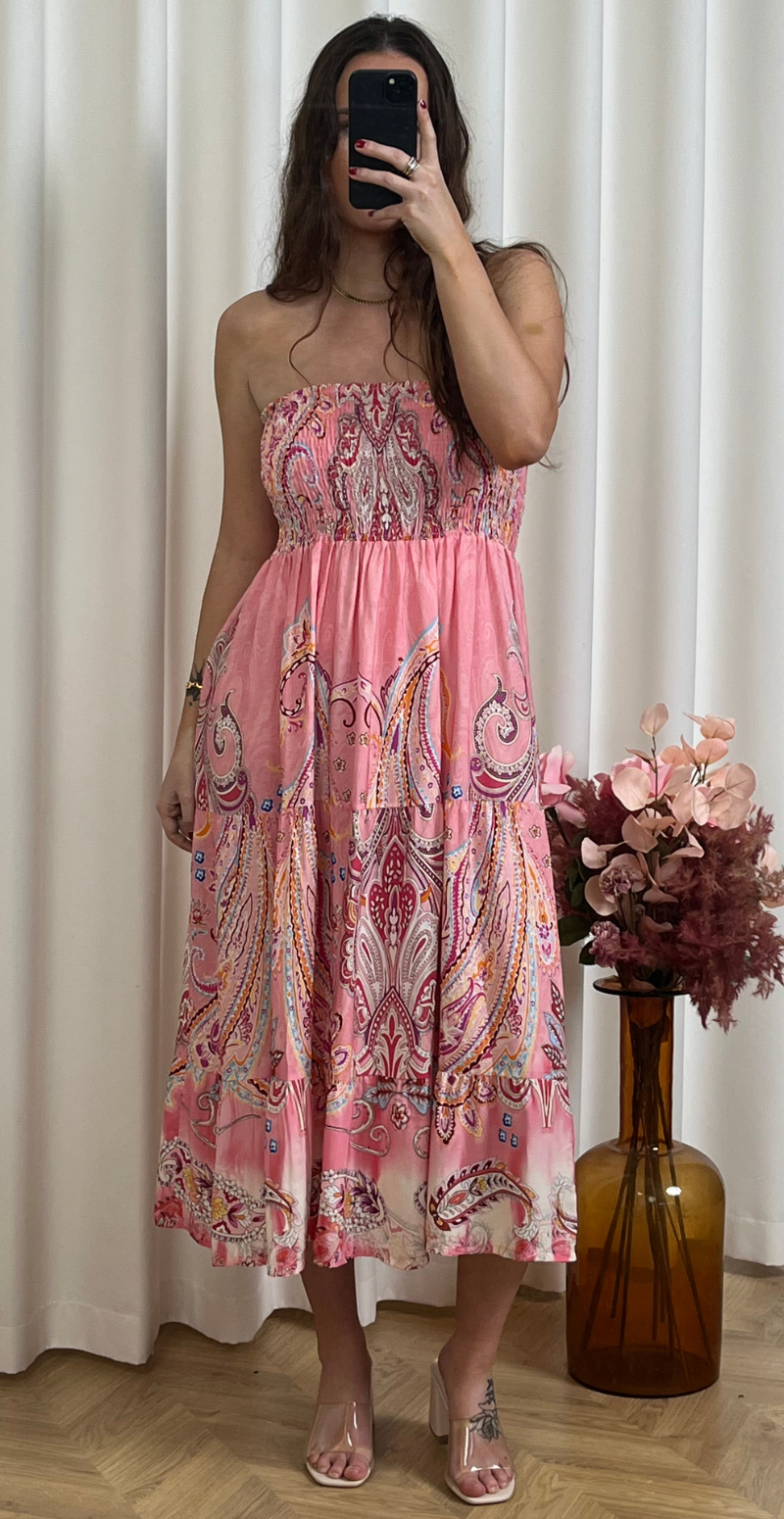 Thora nederdel med paisley print pink LikeLondon