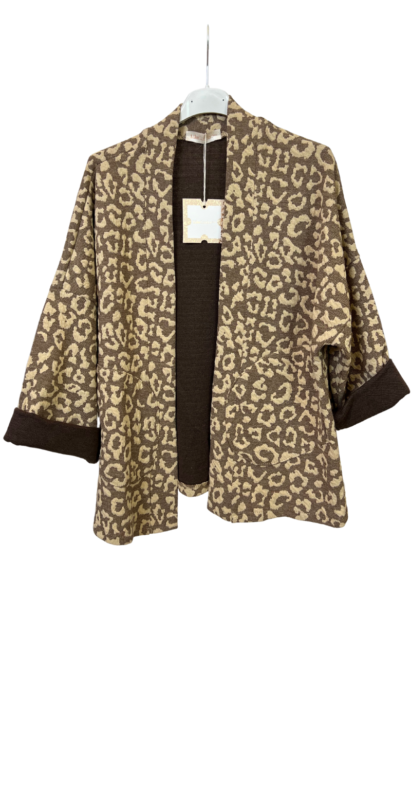 Pheobe cardigan med leoprint creme LikeLondon