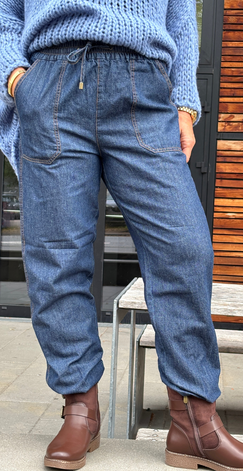 Lisea bukser med store lommer dark blue denim Freequent