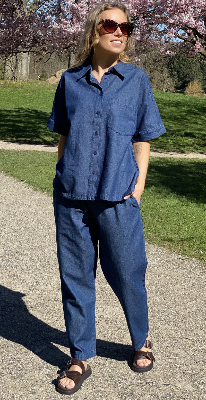 Esronda denimbukser med lommer dark blue denim Freequent